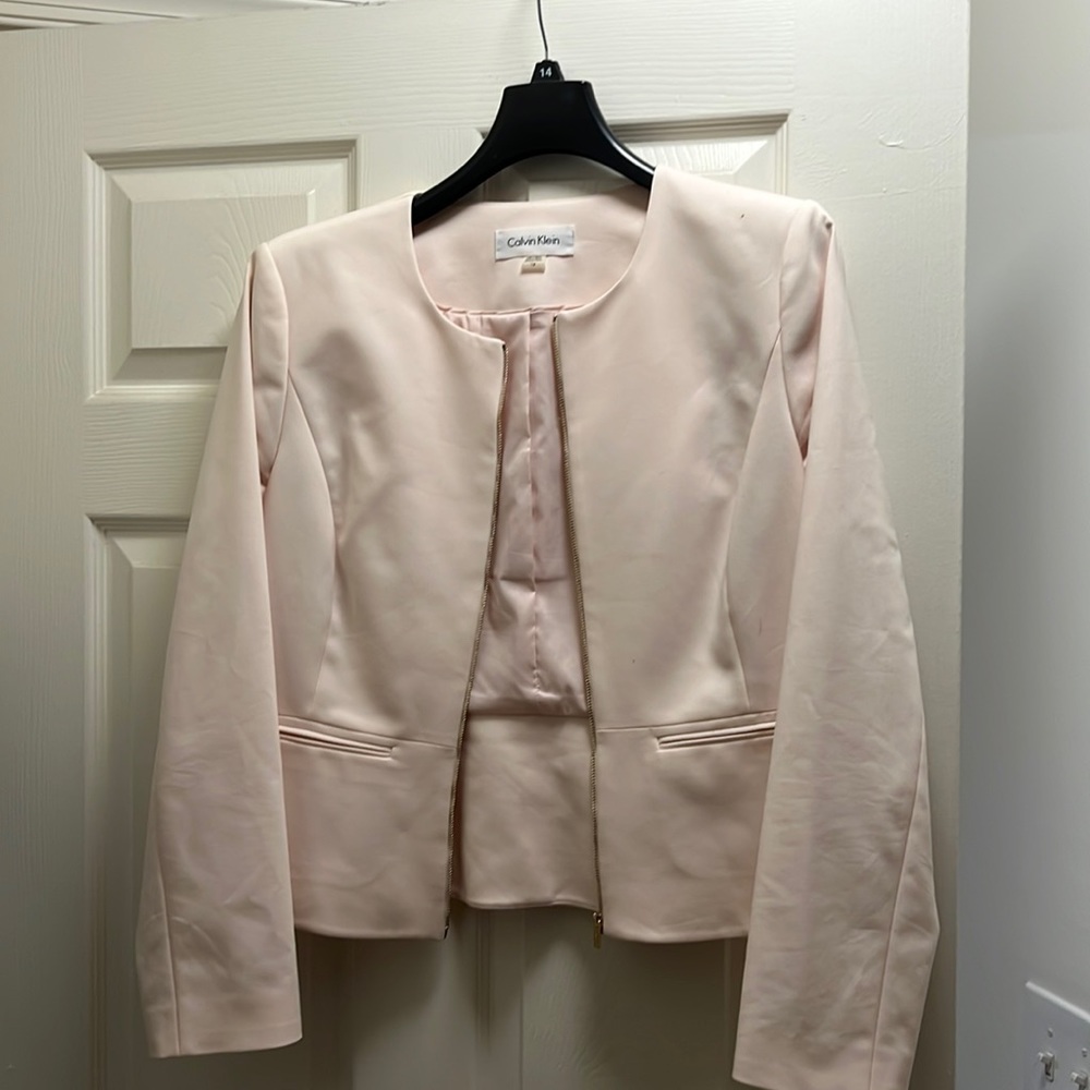 Blush Pink Calvin Klein blazer.